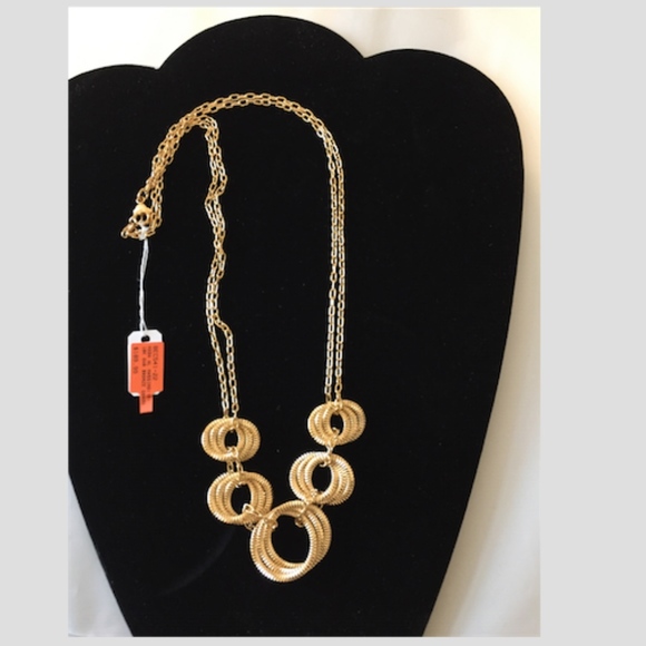 Beautiful bold Graduated Interlocking Circles Necklace Fine 18K/Bro - Picture 5 of 5